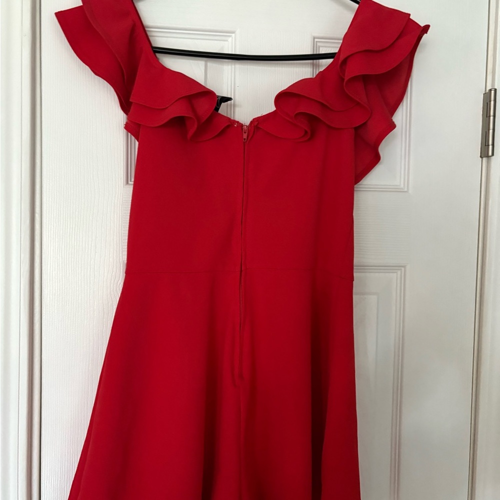 Windsor Red Ruffled Mini Dress/Romper - Picture 3 of 4